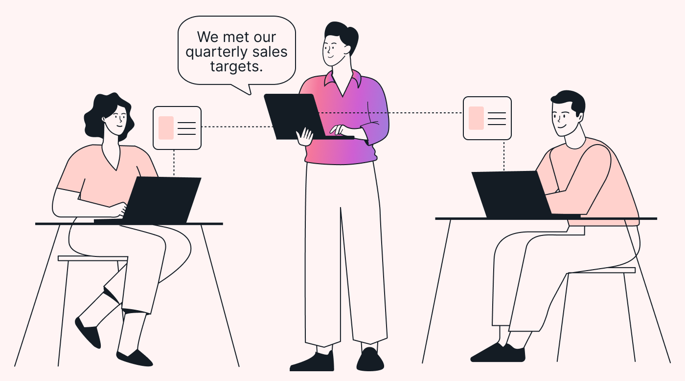  A manager sharing information with their team