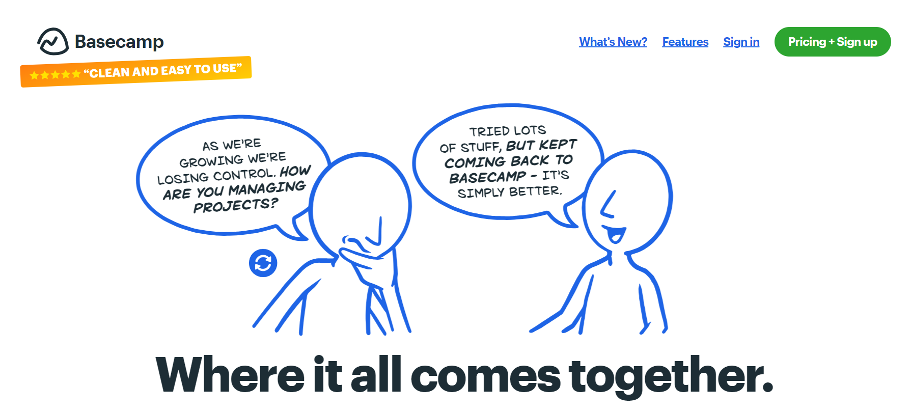 Screenshot of Basecamp homepage